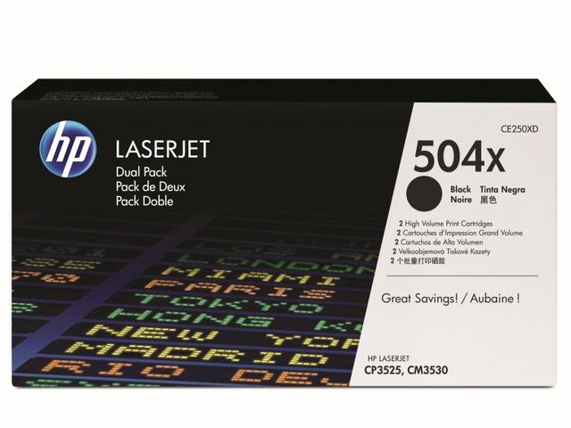 Консумативи Оригинален HP 504X Black Dual Pack LaserJet Toner Cartridges