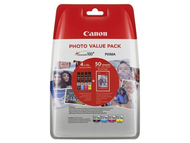 Консумативи Оригинален Canon CLI-551XL C/M/Y/BK Photo Value Pack