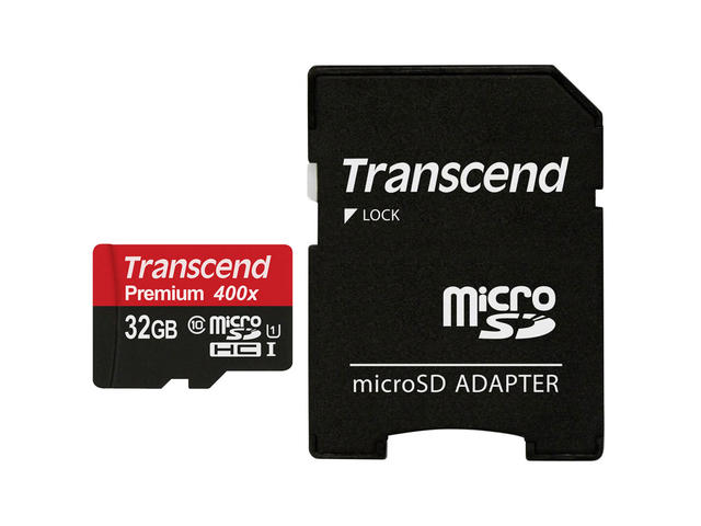 Карти памет 32GB microSDHC Transcend Premium Class 10 400x Adapter
