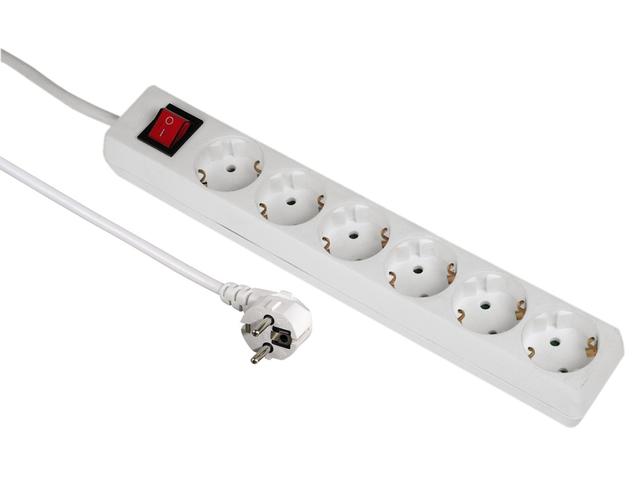 Разклонители Hama 6-Way Power Strip, 5 метра, бял