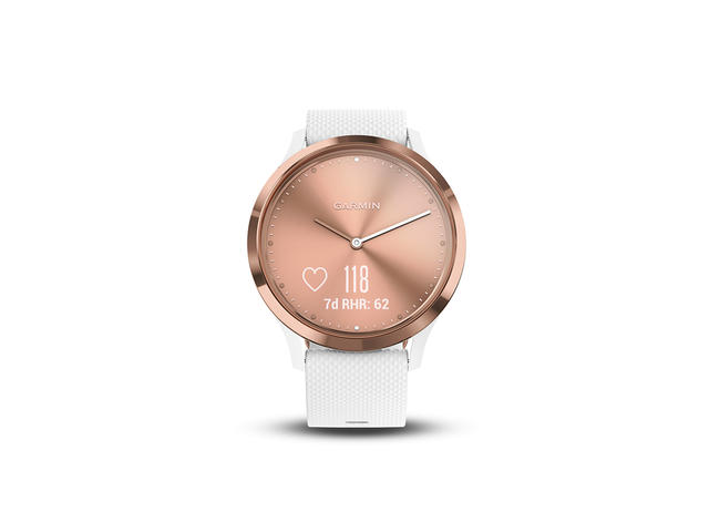 Смарт часовници Garmin vivomove HR Sport Rose Gold с бяла каишка, размер M