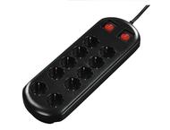 Разклонители Hama Power Strip, 10 гнезда, 2 ключа, 2 метра, в черно