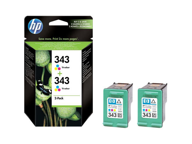 Консумативи Оригинален HP 343 2-pack Tri-color Inkjet Print Cartridges