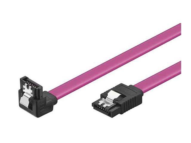 Кабели и Адаптери VCom Кабел SATA Cable W/Lock Right Angle Pink