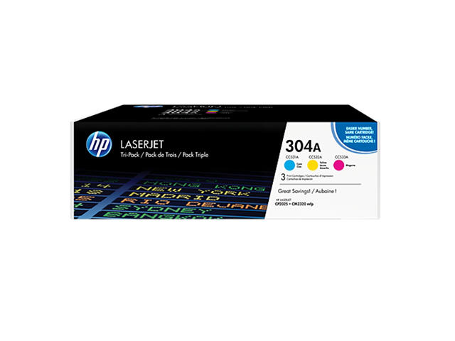 Консумативи Оригинален HP 304A CYM Tri-Pack LaserJet Toner Cartridge