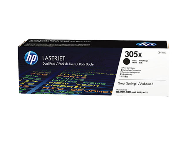 Консумативи Оригинален HP 305X Black Dual Pack LaserJet Toner Cartridge