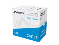 Кабели и Адаптери Lanberg кабел UTP Solid gray cable, CCA, CAT 5E, 305M