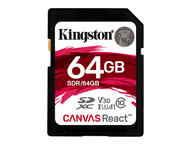 Карти памет 64GB SDXC Kingston Canvas React Class 10 UHS-I U3