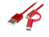 Кабели и Адаптери 4smarts ComboCord MicroUSB + USB-C cable Red