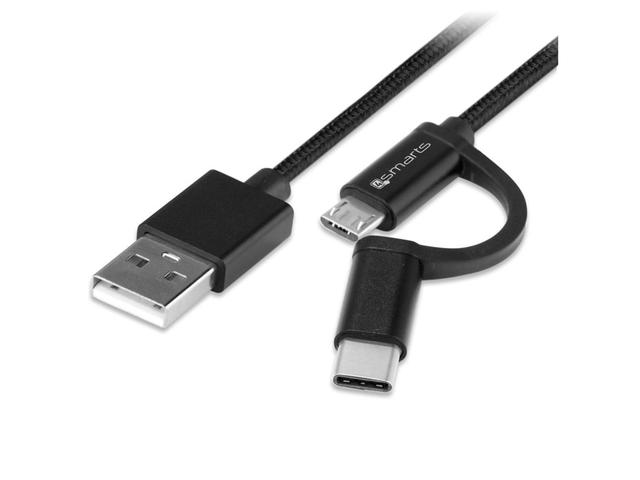 Кабели и Адаптери 4smarts ComboCord MicroUSB + USB-C cable Black