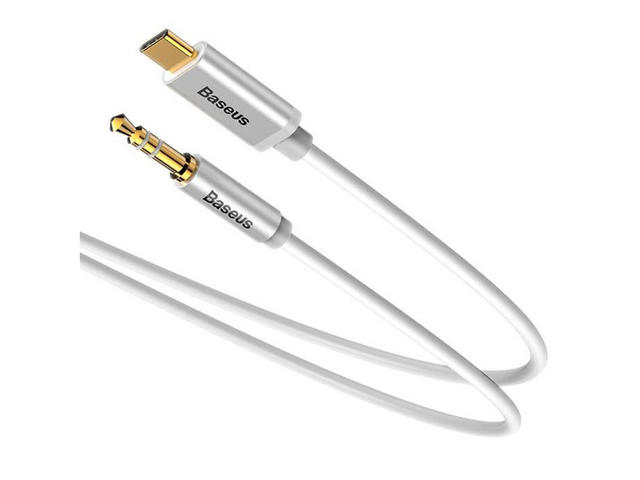 Кабели и Адаптери Baseus USB-C to Audio 3.5 mm Cable - USB-C към 3.5 мм аудио кабел (бял)