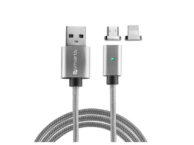 Кабели и Адаптери 4smarts Magnetic USB Cable GravityCord Cable + Lightning & Micro-USB Connectors
