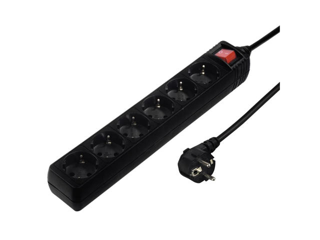 Разклонители Hama разклонител, 6 гнезда, черен