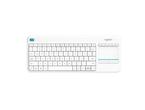 Клавиатури Logitech Wireless Touch Keyboard K400 Plus, в бяло
