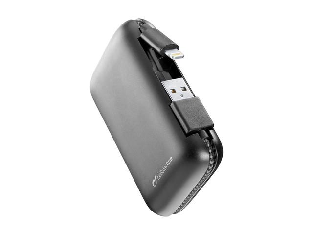 Външни батерии Cellularline батерия с вграден Lightning кабел, 5000mAh