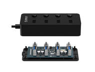 USB Хъб Orico хъб USB3.0 HUB 4 port black, 4 On/Off buttons - W9PH4-U3-BK