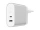 Зарядни устройства Belkin 27W + 12W USB-C/A Dual Home Charger, Silver