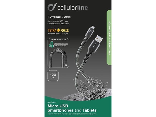 Кабели и Адаптери Cellular line Tetra Force microUSB 120см