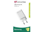 Зарядни устройства Cellular line зарядно за Samsung 220V USB 5W, в бяло