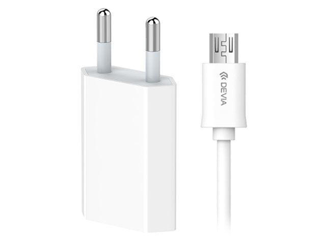 Зарядни устройства Devia комплект зарядно и кабел microUSB, 220V, 1А