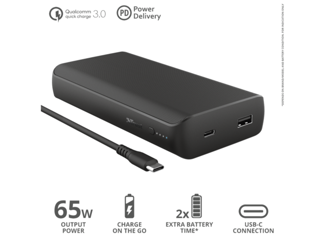 Батерии Trust Laro 65W USB-C Laptop Powerbank