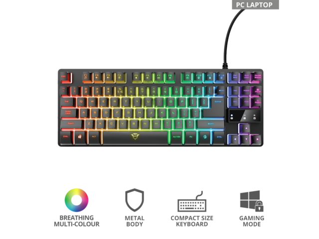 Клавиатури TRUST GXT 833 Thado TKL Illuminated Gaming Keyboard