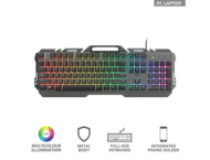Клавиатури TRUST GXT 853 Esca Metal Rainbow Gaming Keyboard