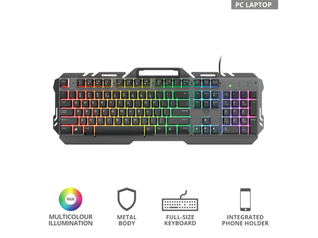 Клавиатури TRUST GXT 853 Esca Metal Rainbow Gaming Keyboard