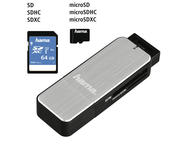 Джаджи Hama USB 3.0 четец на карти, SD/microSD, в сребристо