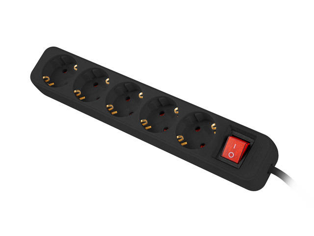 Разклонители Lanberg power strip 1.5 метра, 5 гнезда, черен