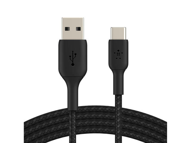 Кабели и Адаптери Belkin кабел BOOST↑CHARGE™ с оплетка от USB-C към USB-A (2 метра, черен)