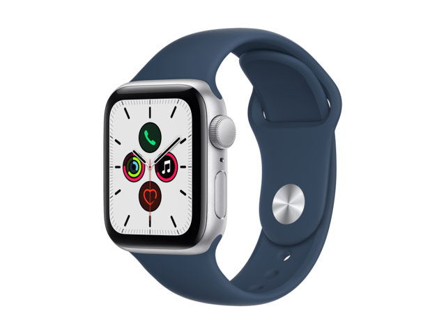 Смарт часовници Apple Watch SE (v2) GPS, 44mm Silver Aluminium Case with Abyss Blue Sport Band - Regular