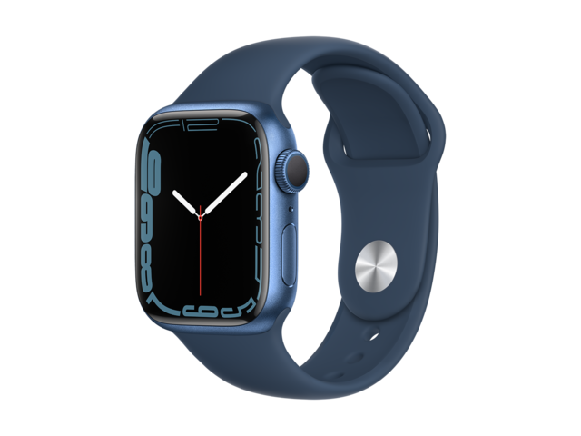 Смарт часовници Apple Watch S7 GPS, 41mm Blue Aluminium Case with Abyss Blue Sport Band - Regular