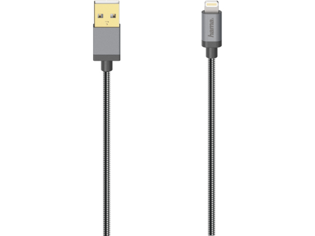 Кабели и Адаптери Hama USB кабел за iPhone/iPad с Lightning конектор, USB 2.0, метален, 0,75 м