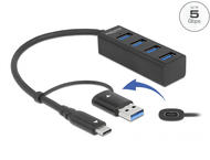 USB Хъб Delock 4 порта USB 3.2 Gen 1 хъб с USB Type-C™ или USB Type-A конектор