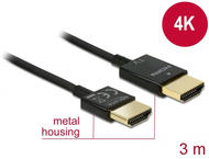 Кабели и Адаптери Delock Cable High Speed HDMI with Ethernet - HDMI-A male > HDMI-A male 3D 4K 3 m Active Slim High Quality