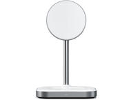 Зарядни устройства Satechi Aluminium 2-in-1 Magnetic Wireless Charging stand, white 