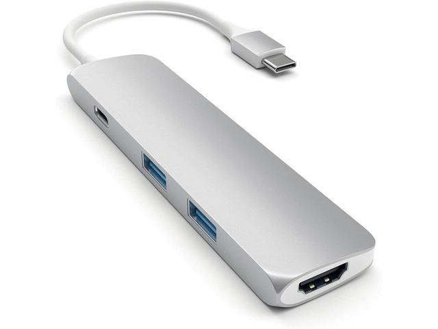 USB Хъб Satechi Aluminum SLIM Type-C MultiPort Adapter - Silver