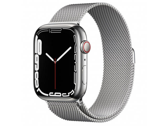 Смарт часовници Apple Watch S7 GPS Cellular, 41mm Silver Stainless Steel Case with Silver Milanese Loop