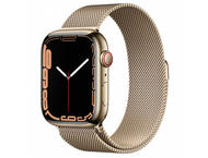 Смарт часовници Apple Watch S7 GPS Cellular, 41mm Gold Stainless Steel Case with Gold Milanese Loop
