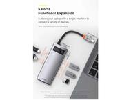 USB Хъб Baseus Type-C 5 в 1, , сив