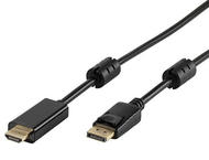 Кабели и Адаптери Vivanco 45343, от Display Port(м) към HDMI(м), позлатени конектори, 1.8m, черен