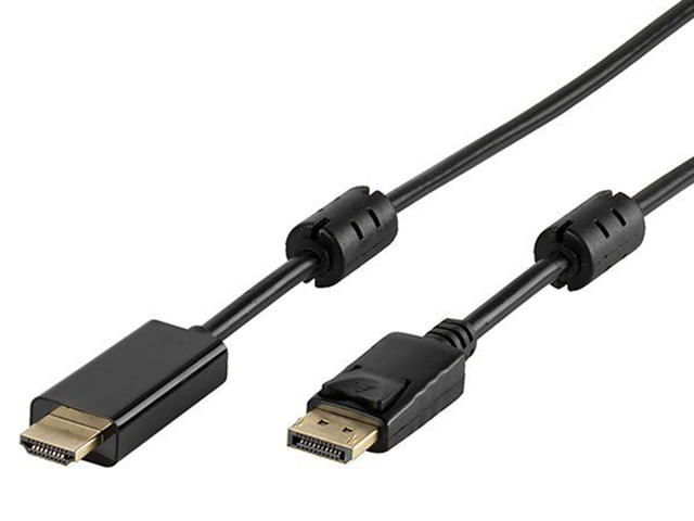 Кабели и Адаптери Vivanco 45343, от Display Port(м) към HDMI(м), позлатени конектори, 1.8m, черен