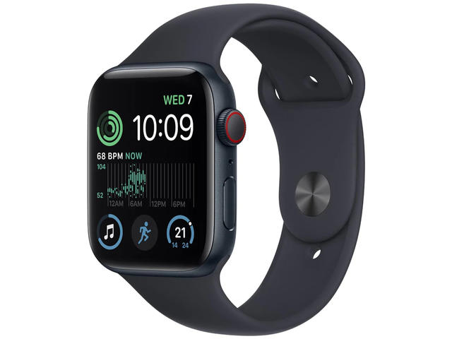 Смарт часовници Apple Watch SE GPS + Cellular 44mm Midnight Aluminium Case with Midnight Sport Band - Regular