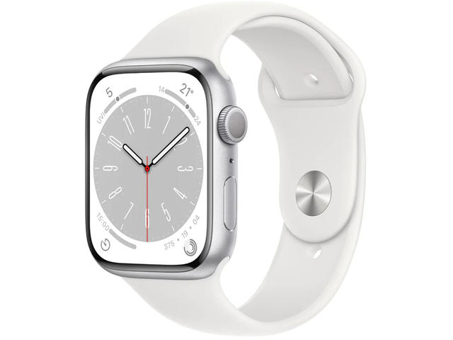 Смарт часовници Apple Watch Series 8 GPS 45mm Silver Aluminium Case with White Sport Band - Regular