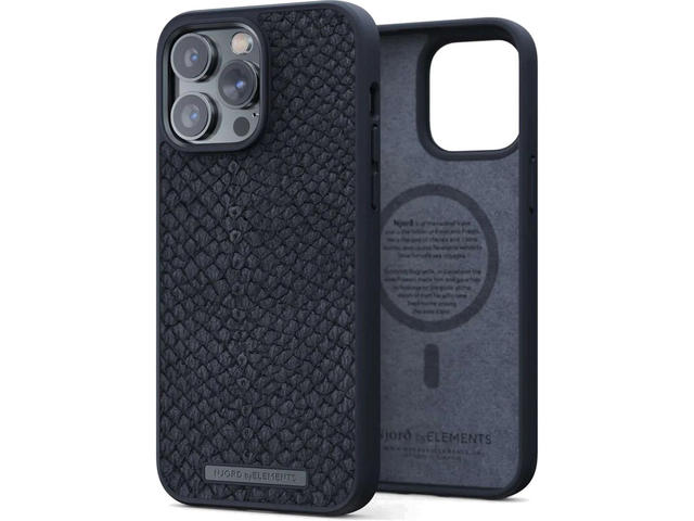 Калъфи Njord Salmon Leather Magsafe за iPhone 14 Pro Max, черен