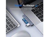 USB Хъб Orico хъб USB3.0/2.0 HUB 3 port TYPE C, Aluminum - AH-W13-GY
