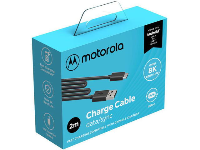 Кабели и Адаптери Motorola  USB кабел USB-A към USB-C 2 м - черен