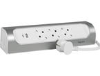 Разклонители Legrand COR, ъглов, шуко, 3X2P+E, USB A+C, 1 м. кабел, бяло/алуминий
