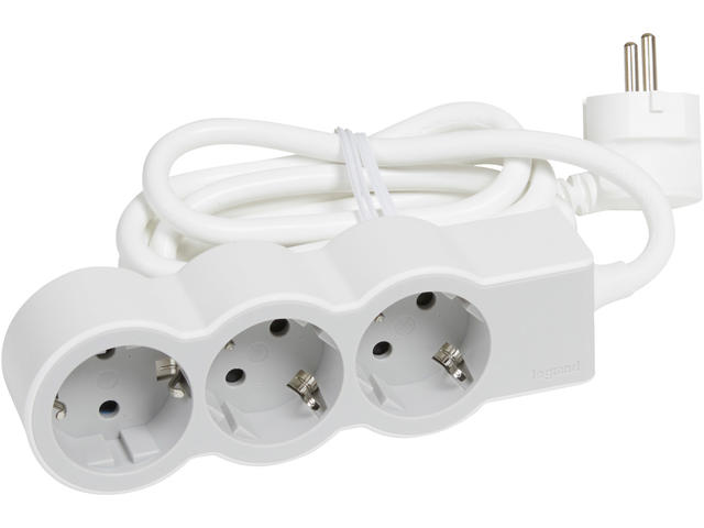 Разклонители Legrand STD, шуко, 3X2P+E, 1,5м. кабел, бяло/сиво